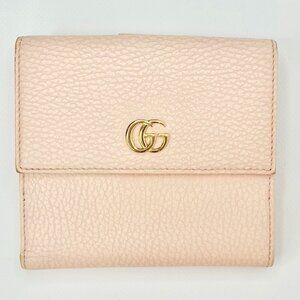 Gucci Marmont Wallet Pink Pebbled Leather GG Bifold